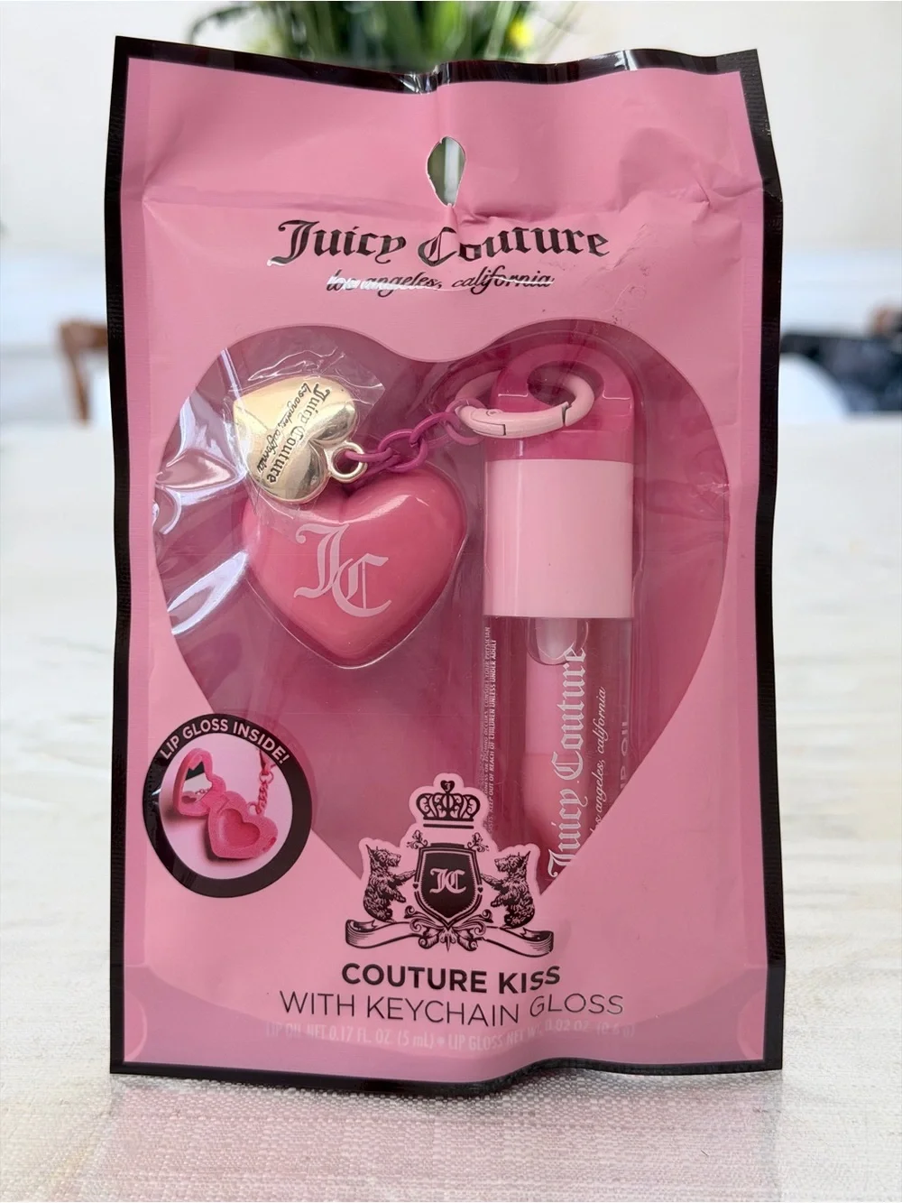 Juicy Couture Pink Heart Keychain Lip Gloss Set
